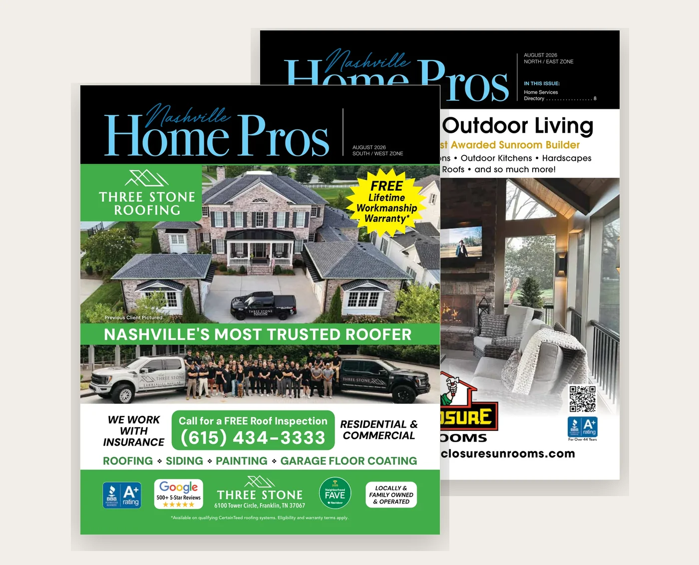 The August 2026 South / West and North / East editions of Nashville Home Pros Magazine