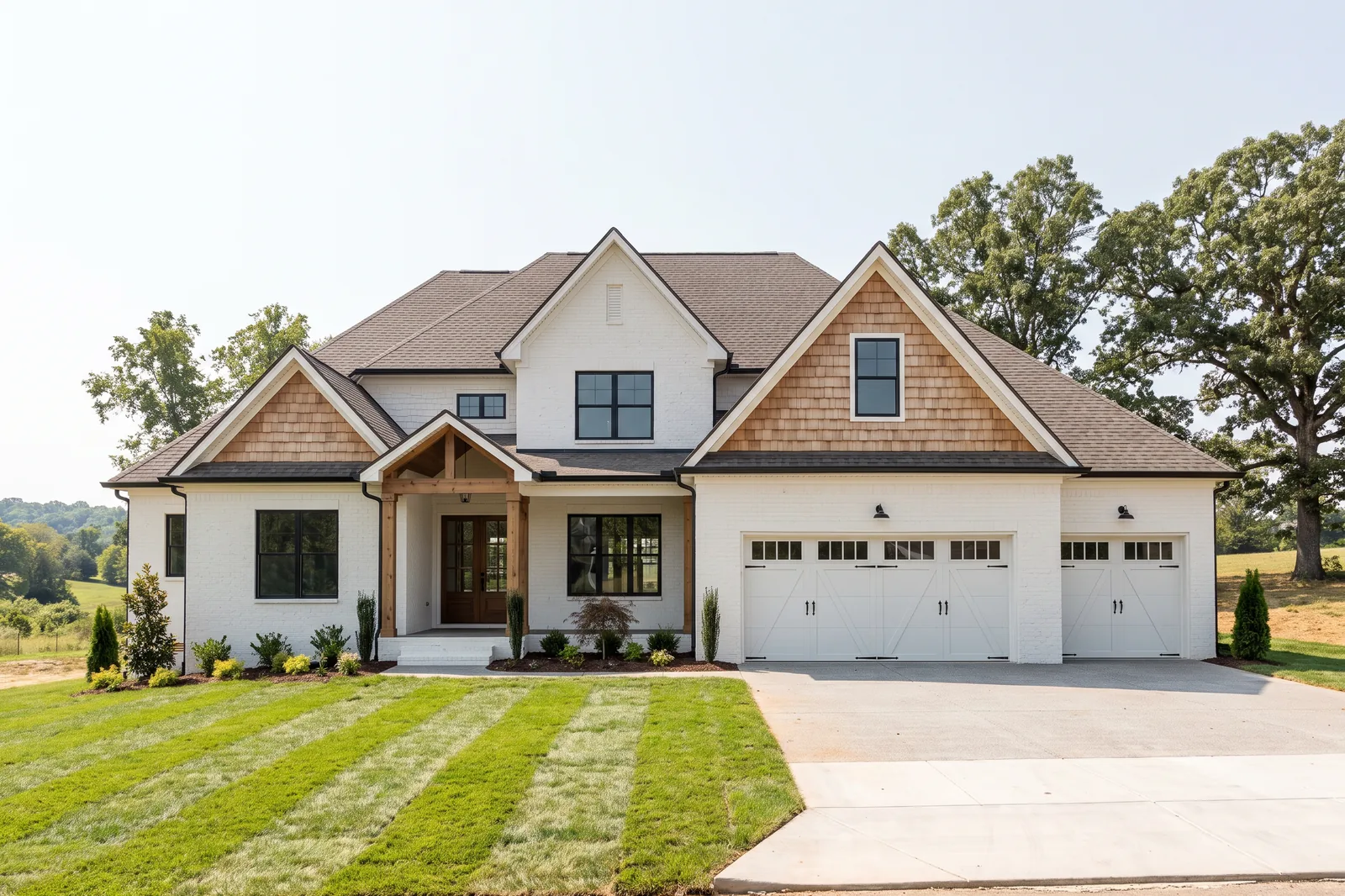 A newly built Nashville-area home with a three-car garage and finished landscaping